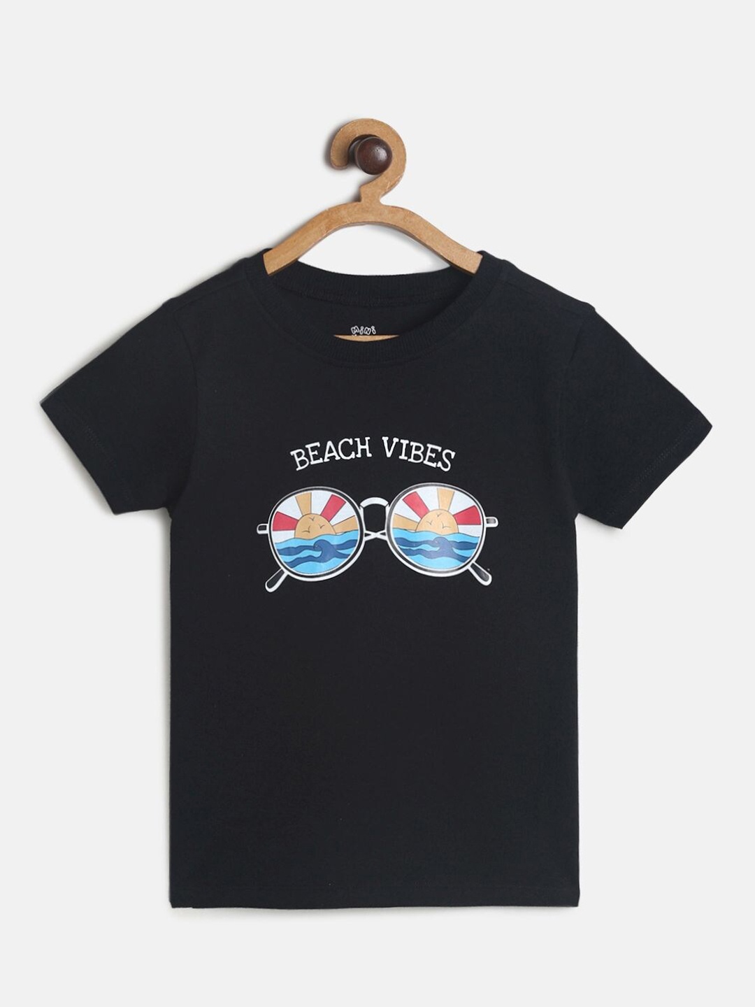 

MINI KLUB Boys Black Printed Pure Cotton T-shirt