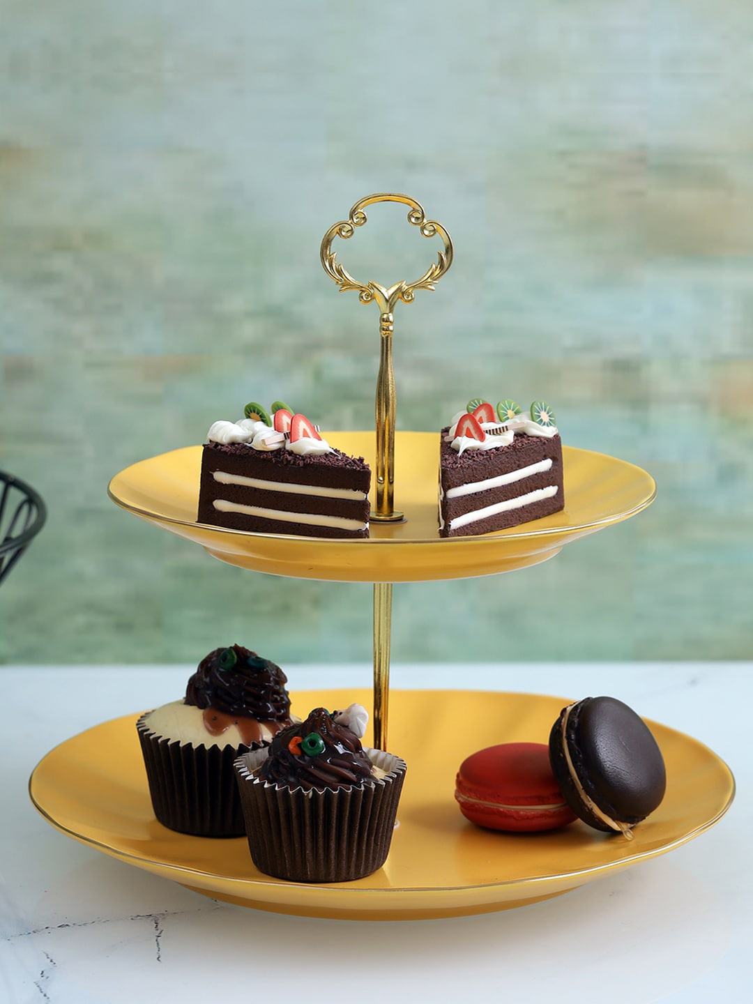 

A Vintage Affair- Home Decor Yellow Ceramic Classic Cake Stand