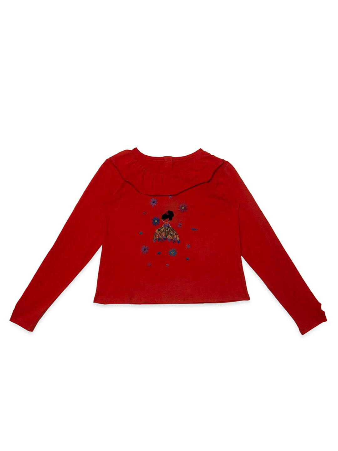 

Hoop Hippo Red Floral Embroidered Top