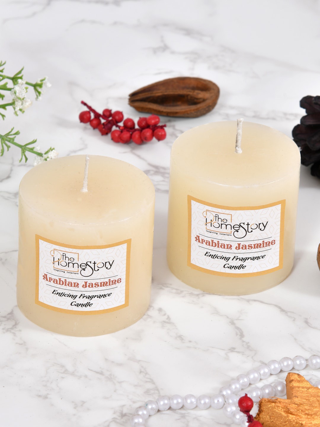 

Clasiko Set Of 2 Cream-Coloured Solid Pure Wax Candles