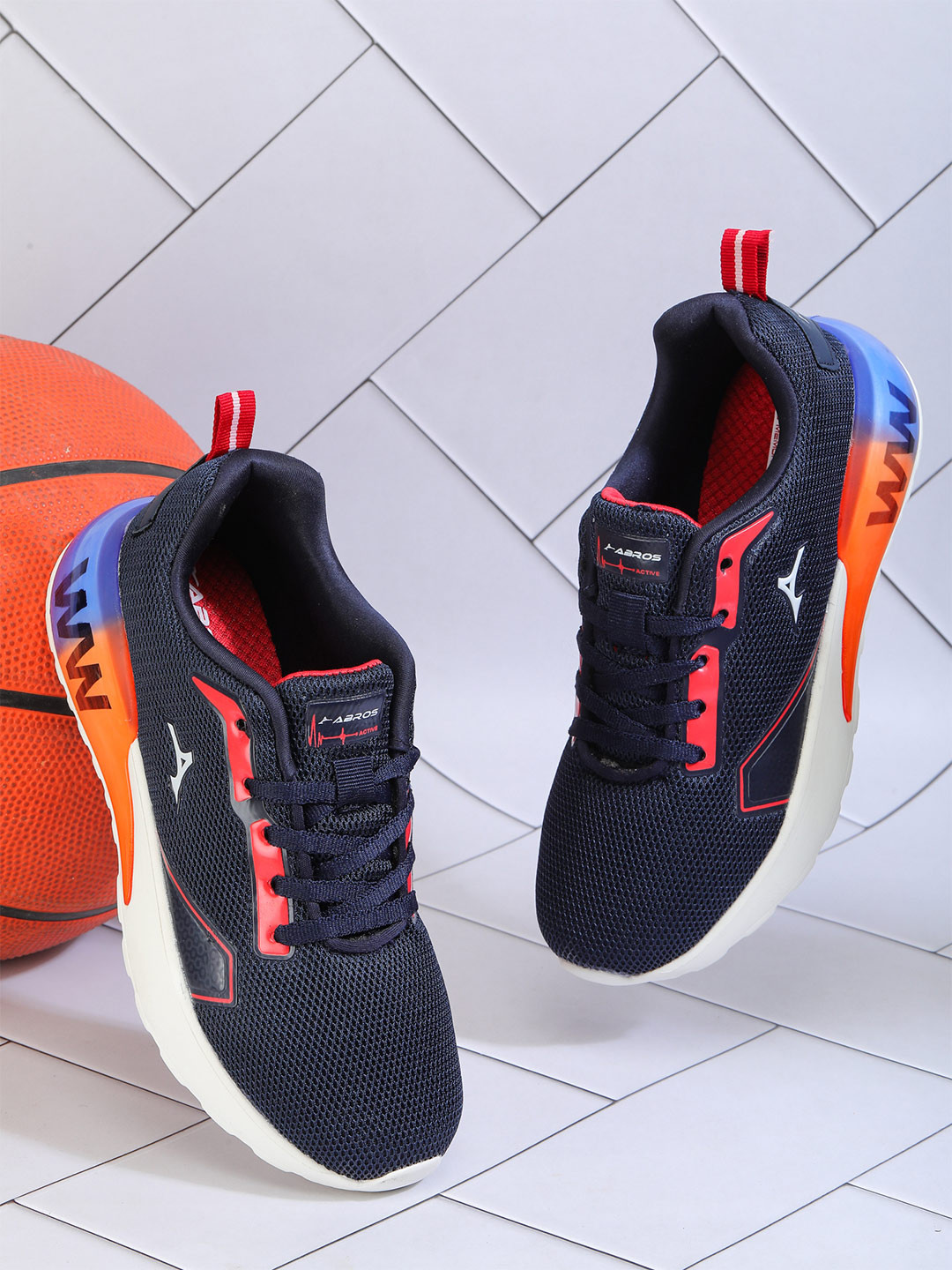 

ABROS Boys Navy Blue Mesh Running Lace-up Shoes