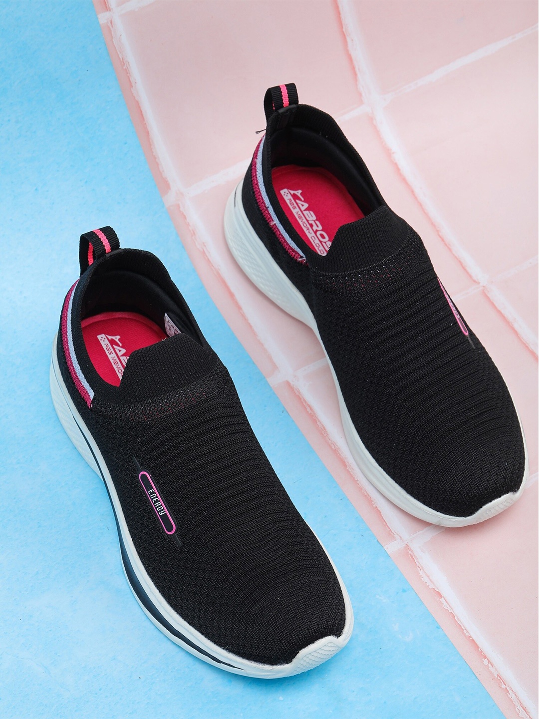 

ABROS Women Black Mesh Running Shoes