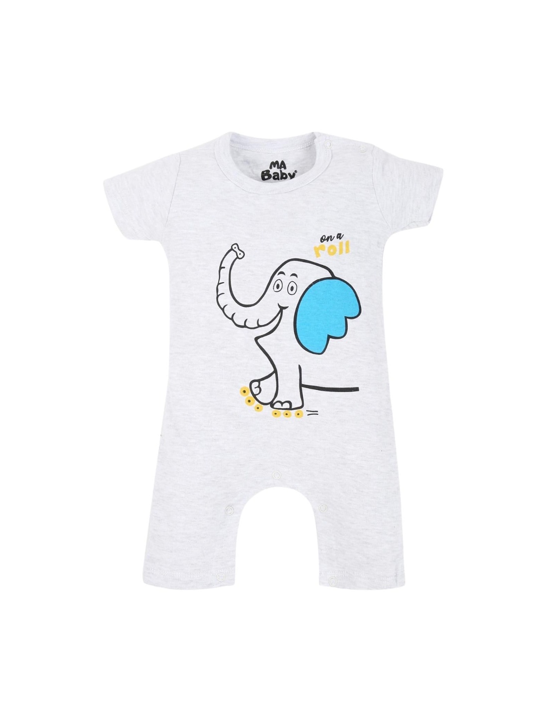 

MA Baby Infants Kids Grey & Blue Printed Cotton Romper
