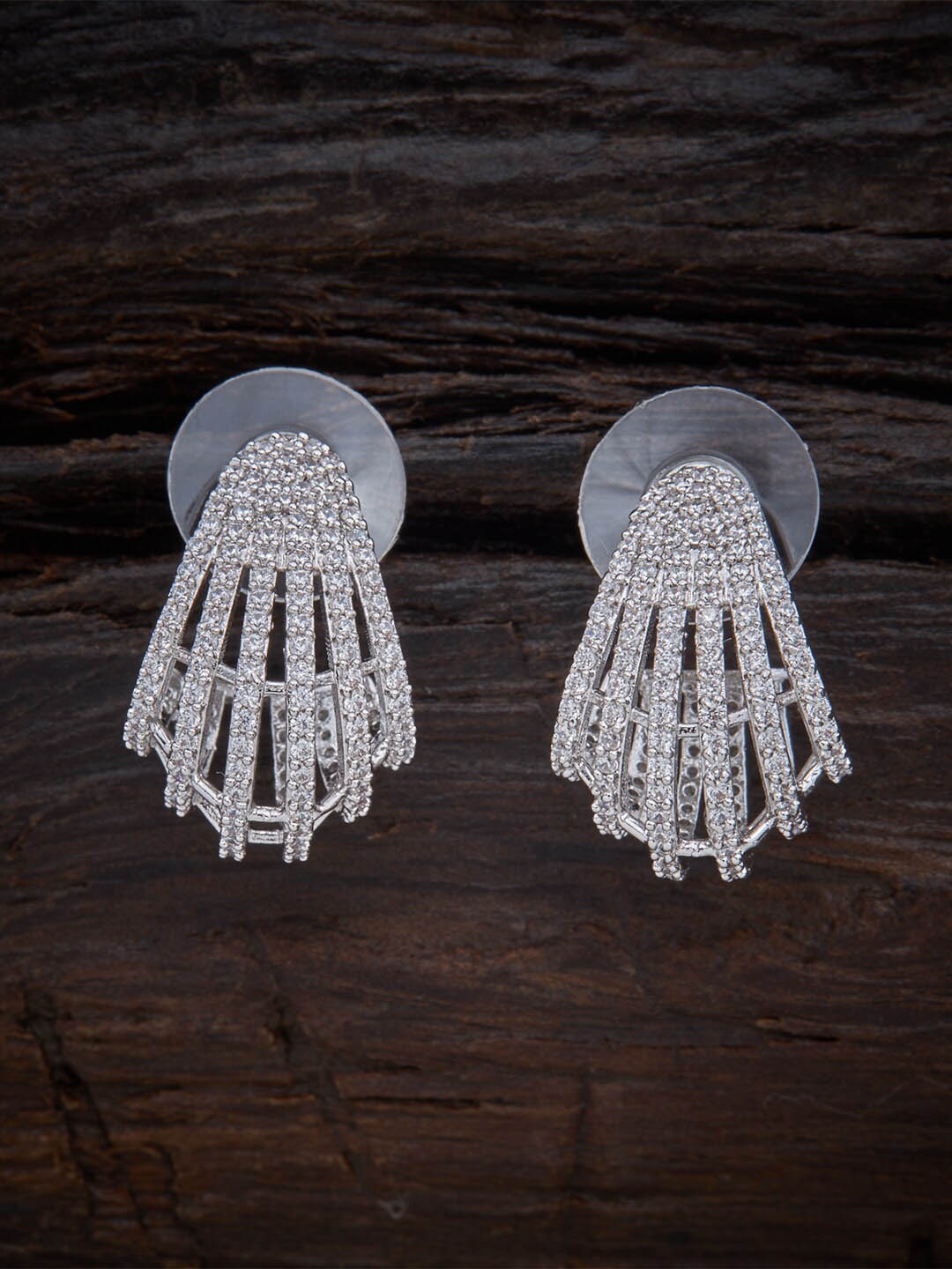 

Kushal's Fashion Jewellery White & Rhodium-Plated Contemporary Studs Earrings