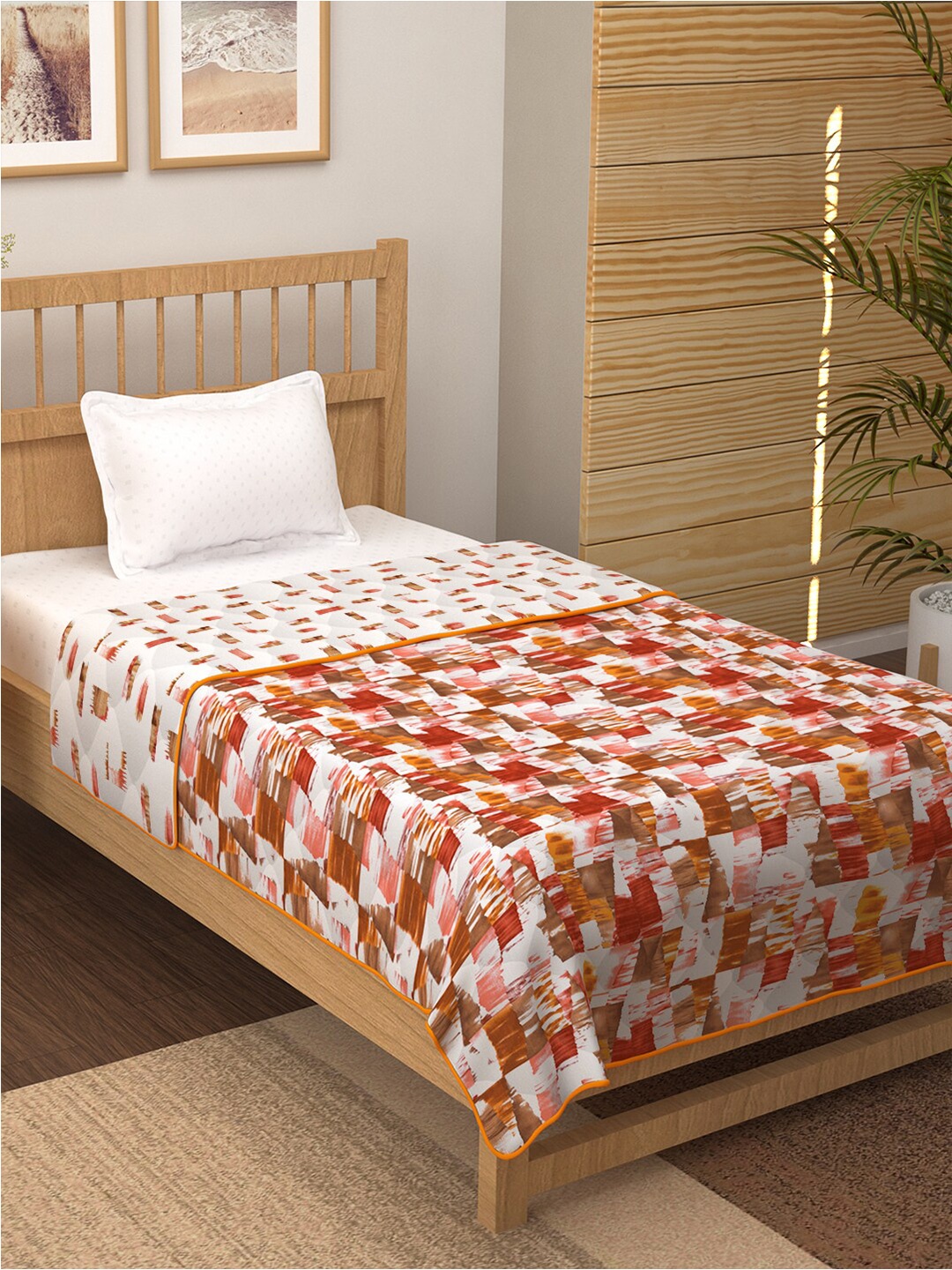 

Story@home White & Red Abstract Printed 150 GSM AC Room Single Bed Cotton Dohar