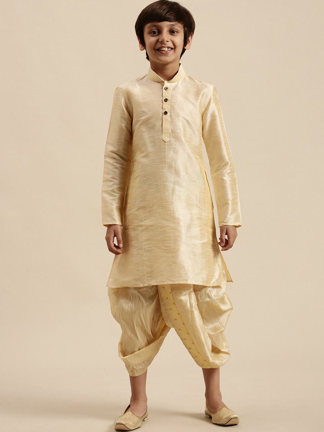 

Sanwara Boys Beige Kurta with Dhoti Pants