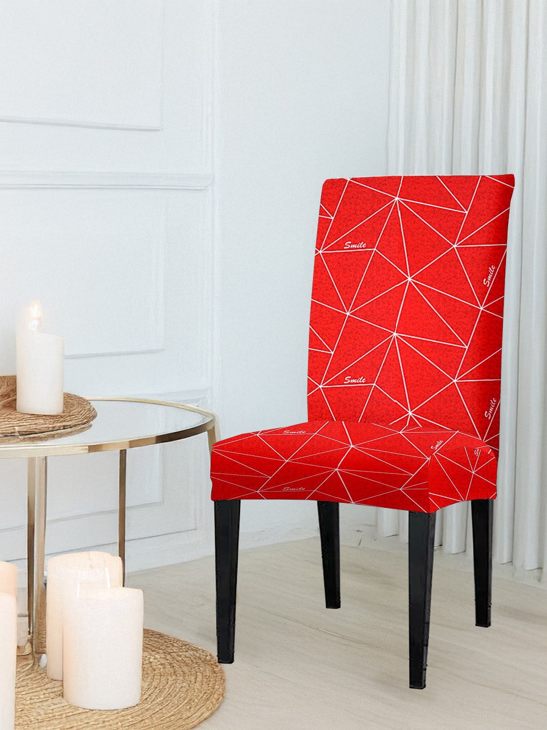 

Cortina Set Of 4 Red & White Printed Chair Covers