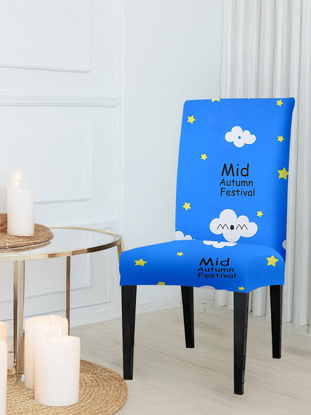 

Cortina Blue & White Printed Chair Cover