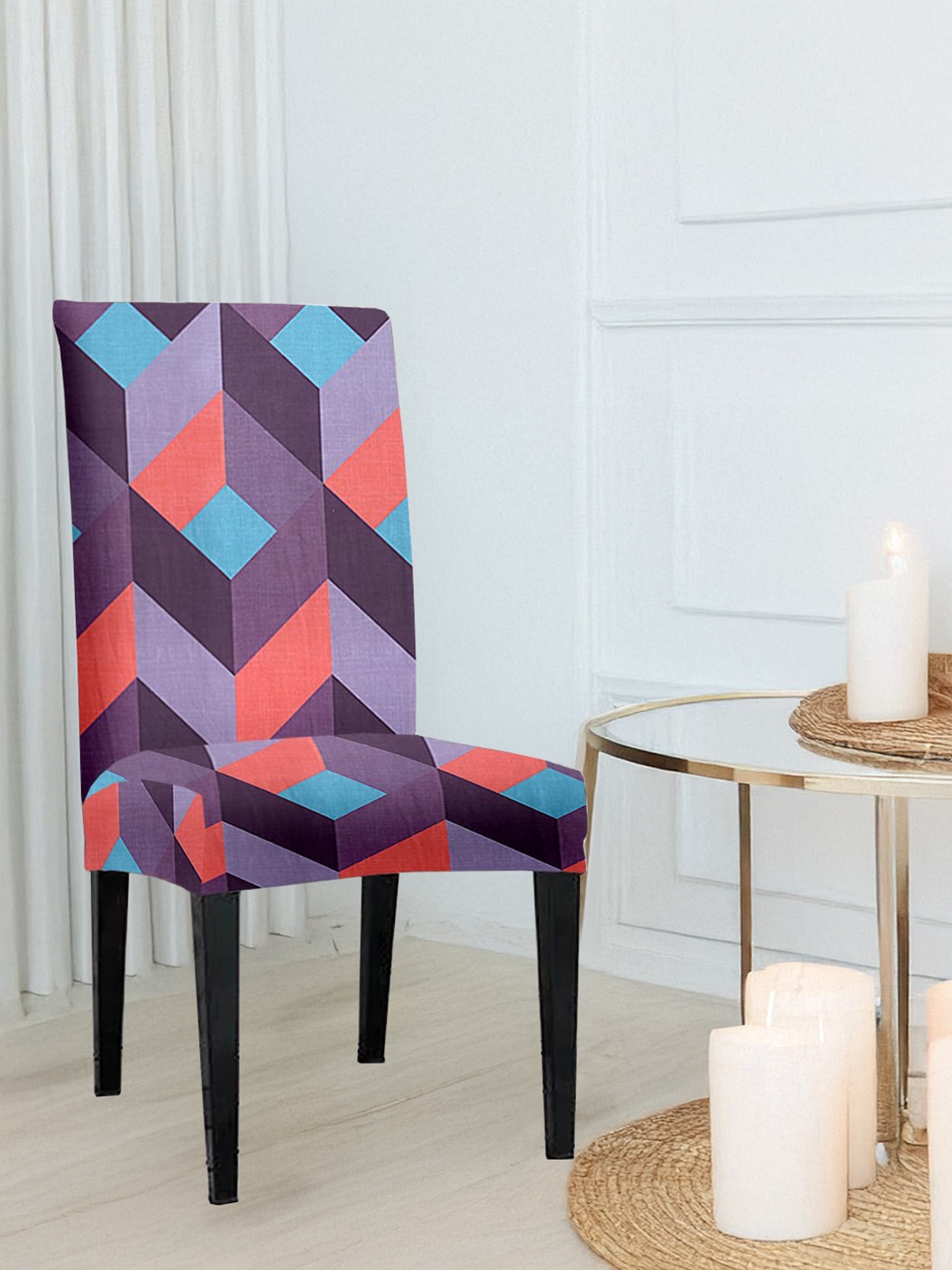 

Cortina Pink & Black Abstract Printed Chair Cover