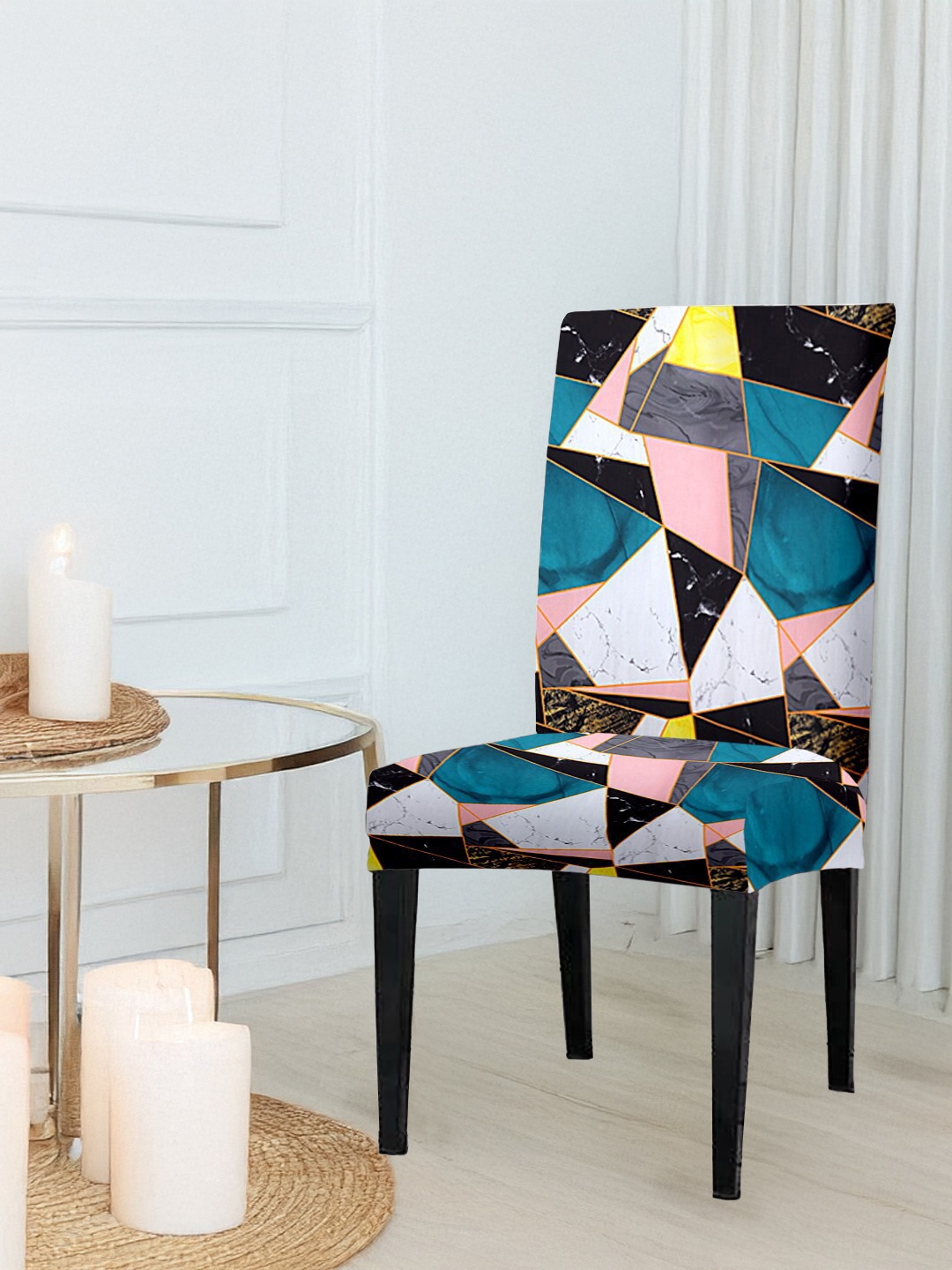 Cortina Blue & White Printed Chair Cover