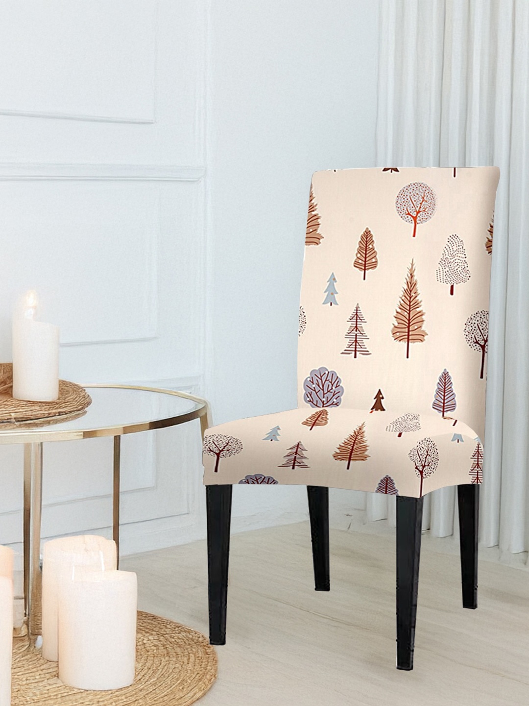 Cortina Beige Printed Chair Covers