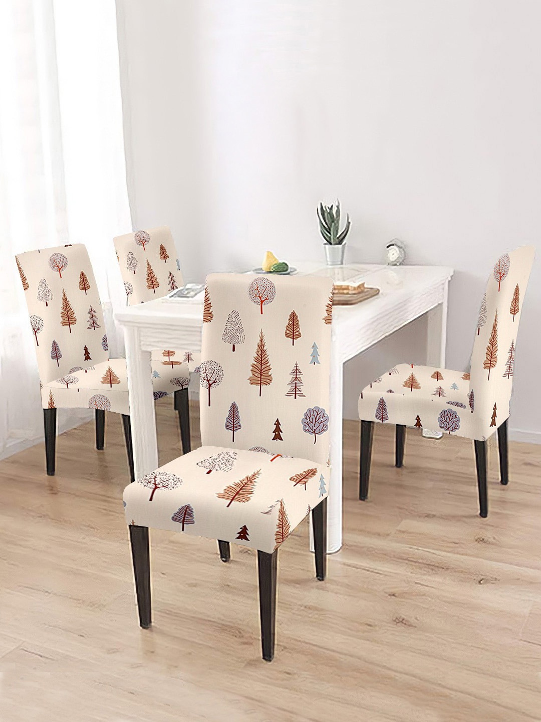 

Cortina Set Of 4 Beige & Grey Printed Chair Covers