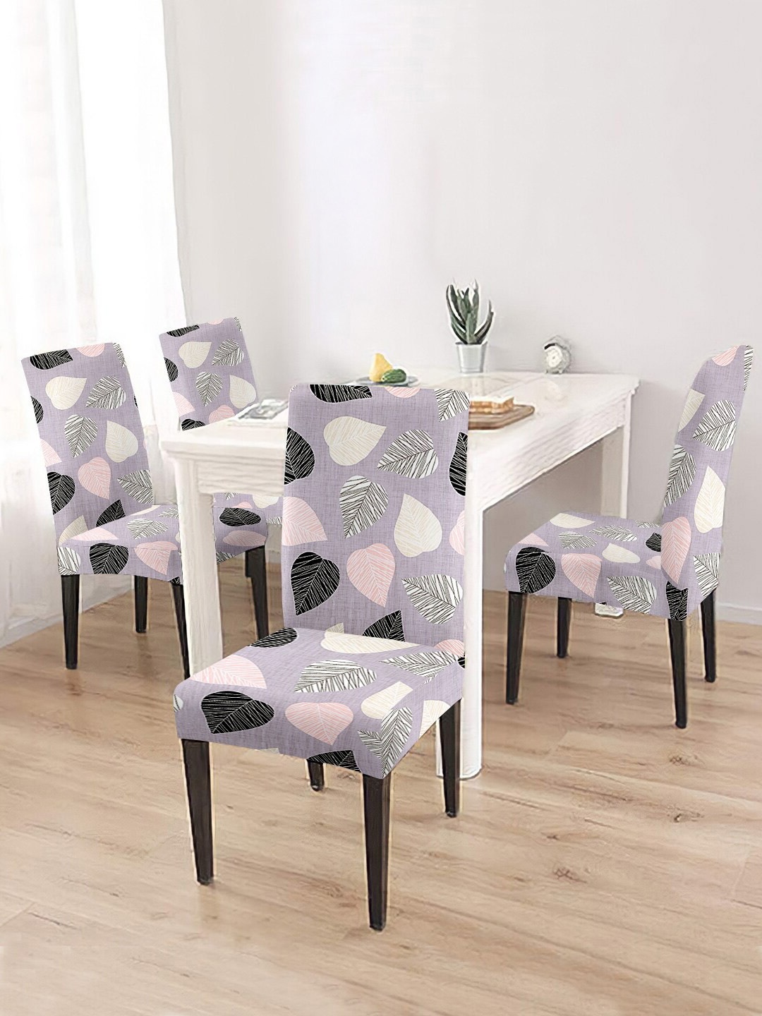 Cortina Set of 4 Grey Printed Chair Cover