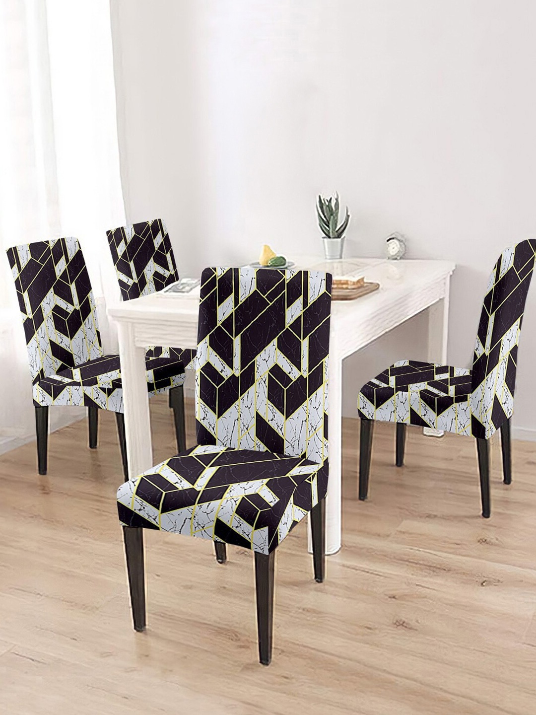 

Cortina Set Of 4 White Printed Chair Covers