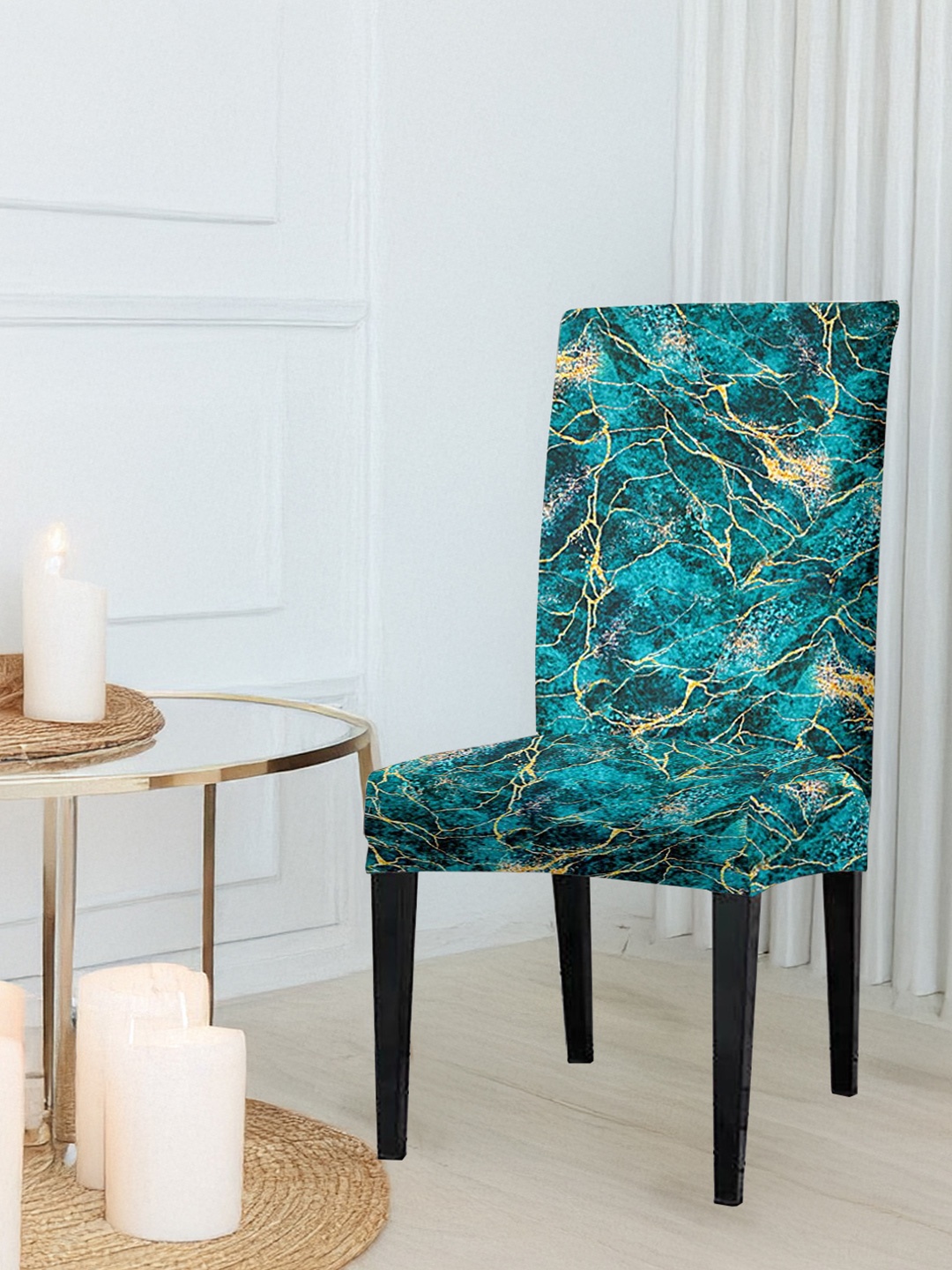 

Cortina Blue & Beige Printed Chair Cover