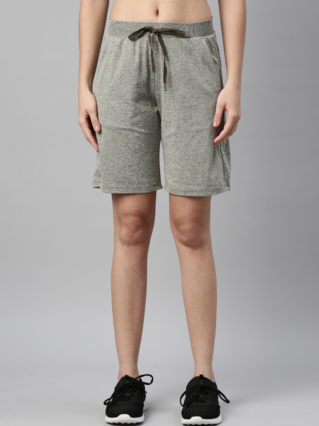 

Enamor Women Sage Green Loose Fit Antimicrobial Rapid Dry Sports Shorts