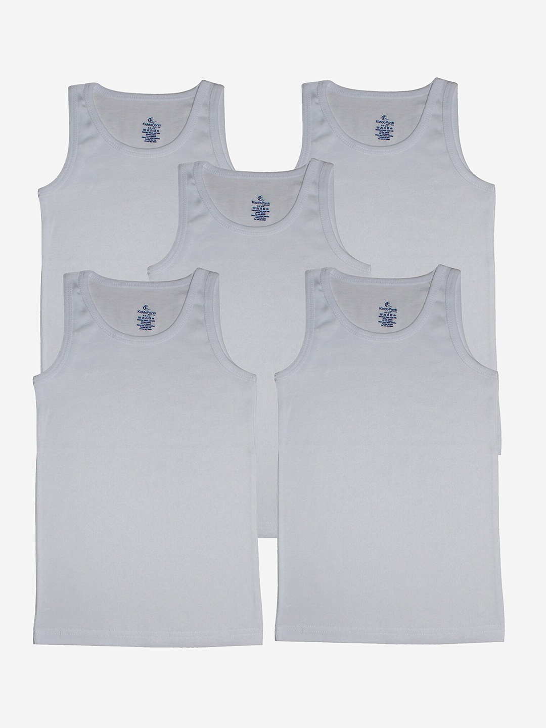 

KiddoPanti Pack of 5 Boys Solid Cotton Rib Vest, White