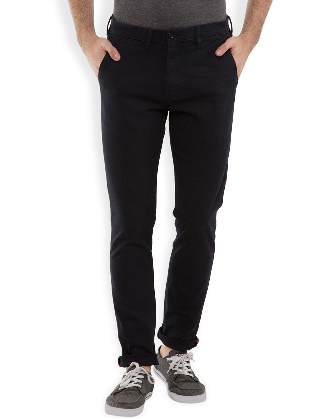 

LOCOMOTIVE Navy Slim Chino Trousers, Navy blue