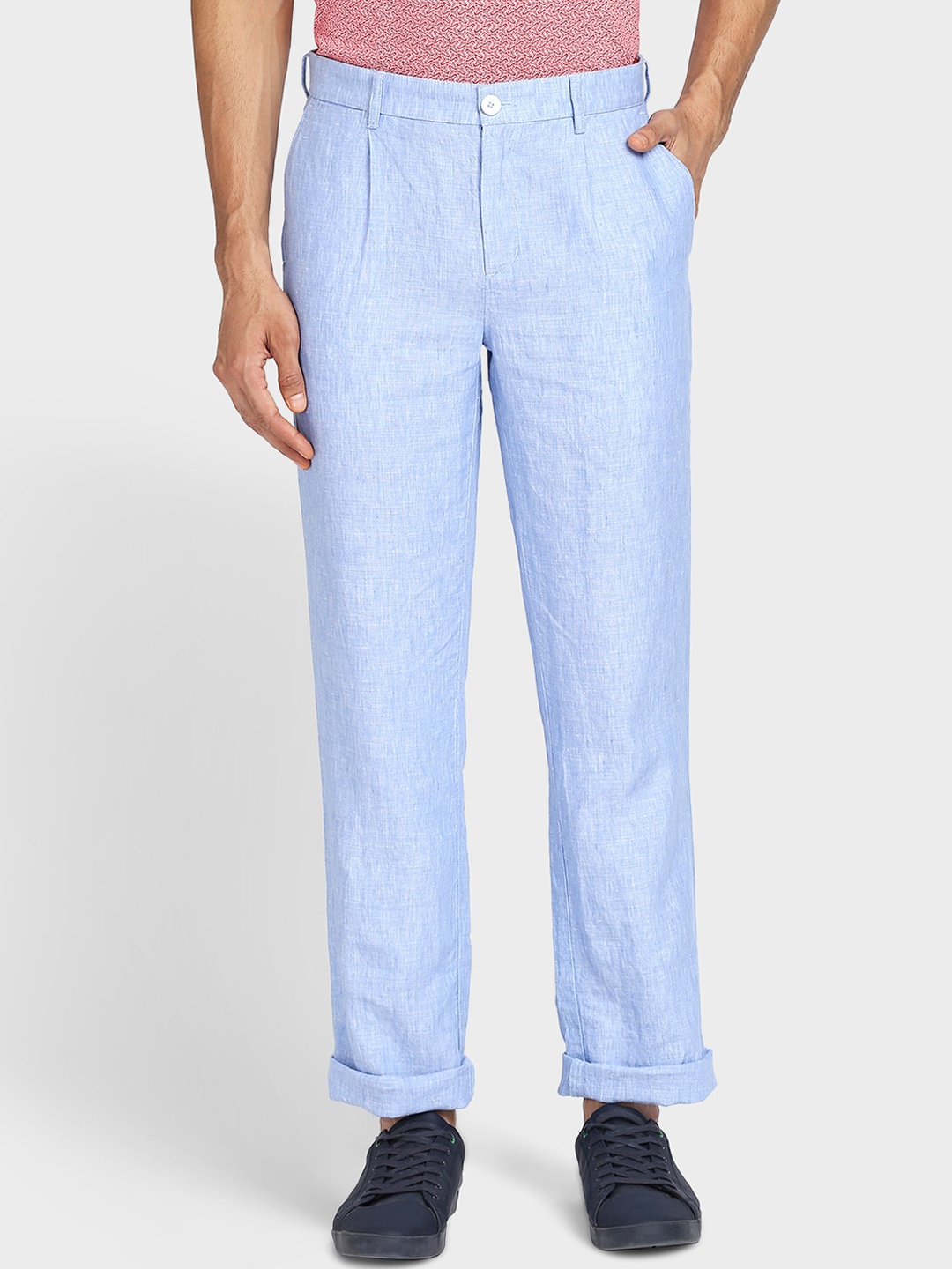

ColorPlus Men Blue Regular Fit Pleated Trousers