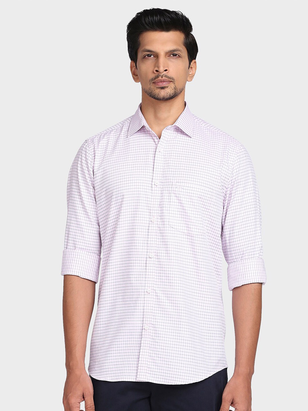

ColorPlus Men Red Tailored Fit Checked Casual Shirt