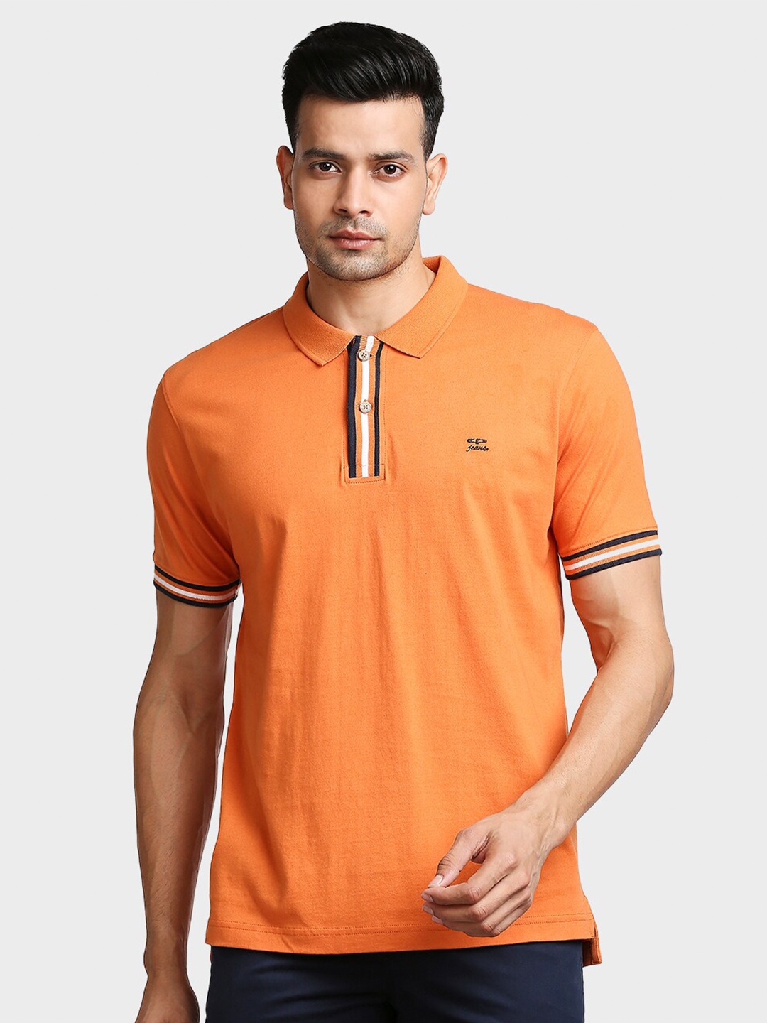 ColorPlus Men Orange Polo Collar T-shirt