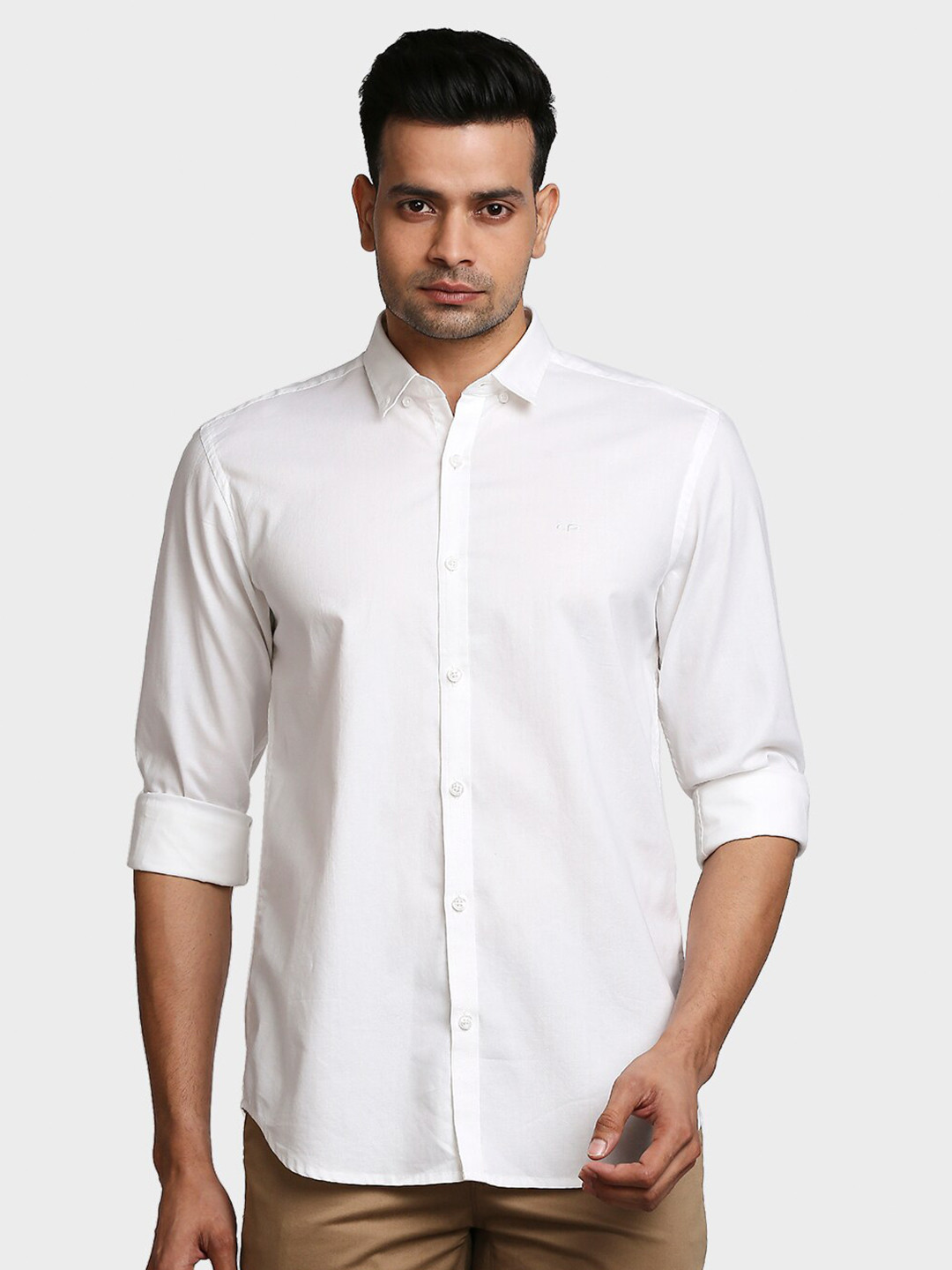 

ColorPlus Men White Tailored Fit Cotton Casual Shirt