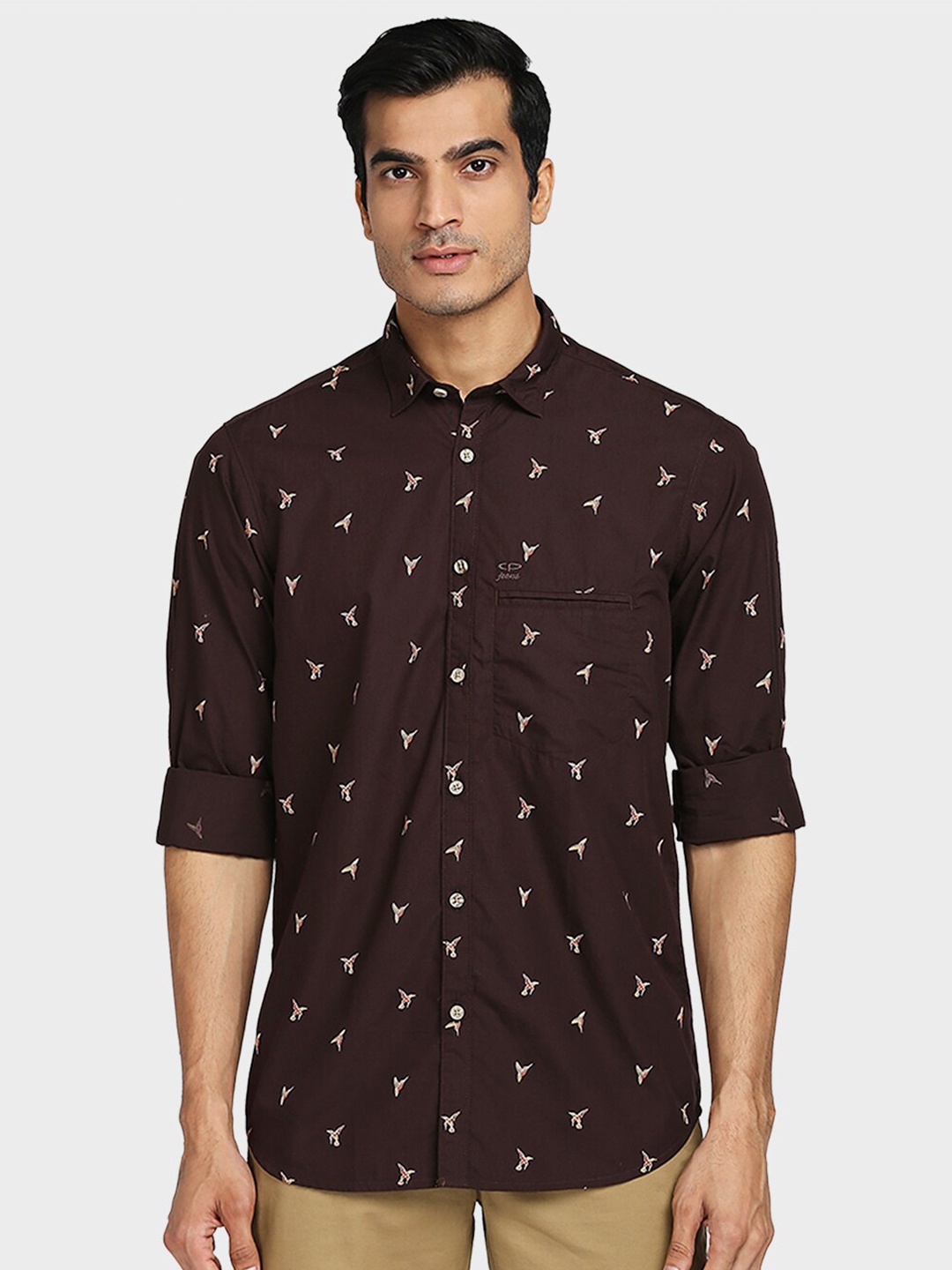 

ColorPlus Men Brown Tailored Fit Printed Cotton Casual Shirt