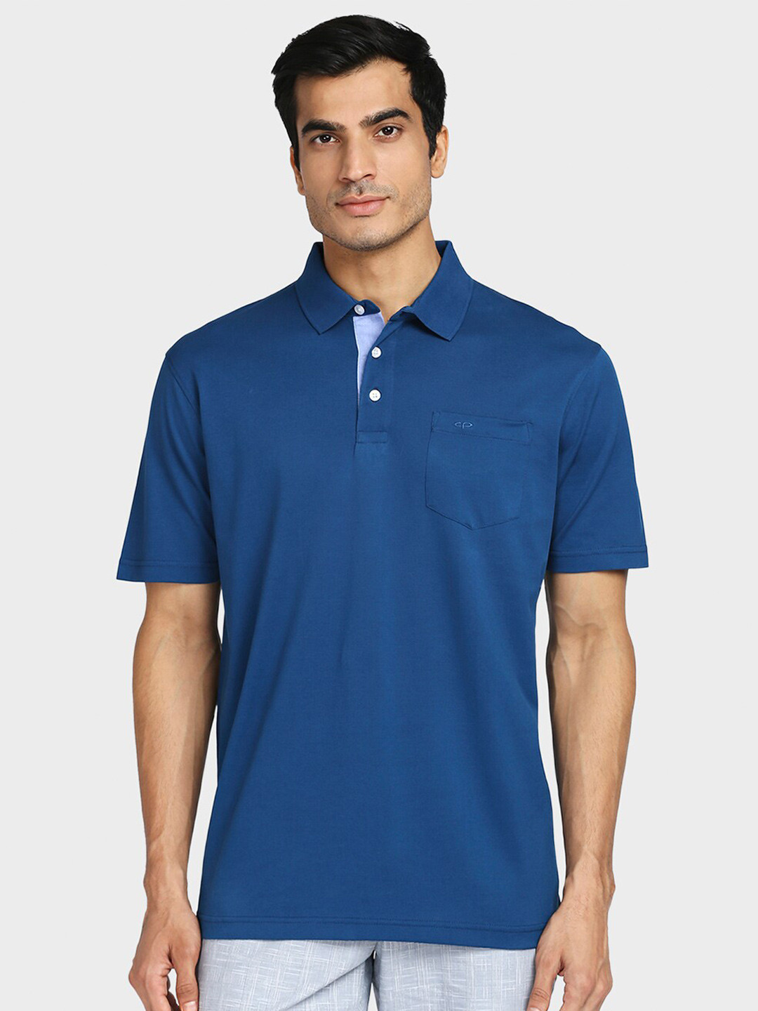 

ColorPlus Men Blue Polo Collar Cotton T-shirt