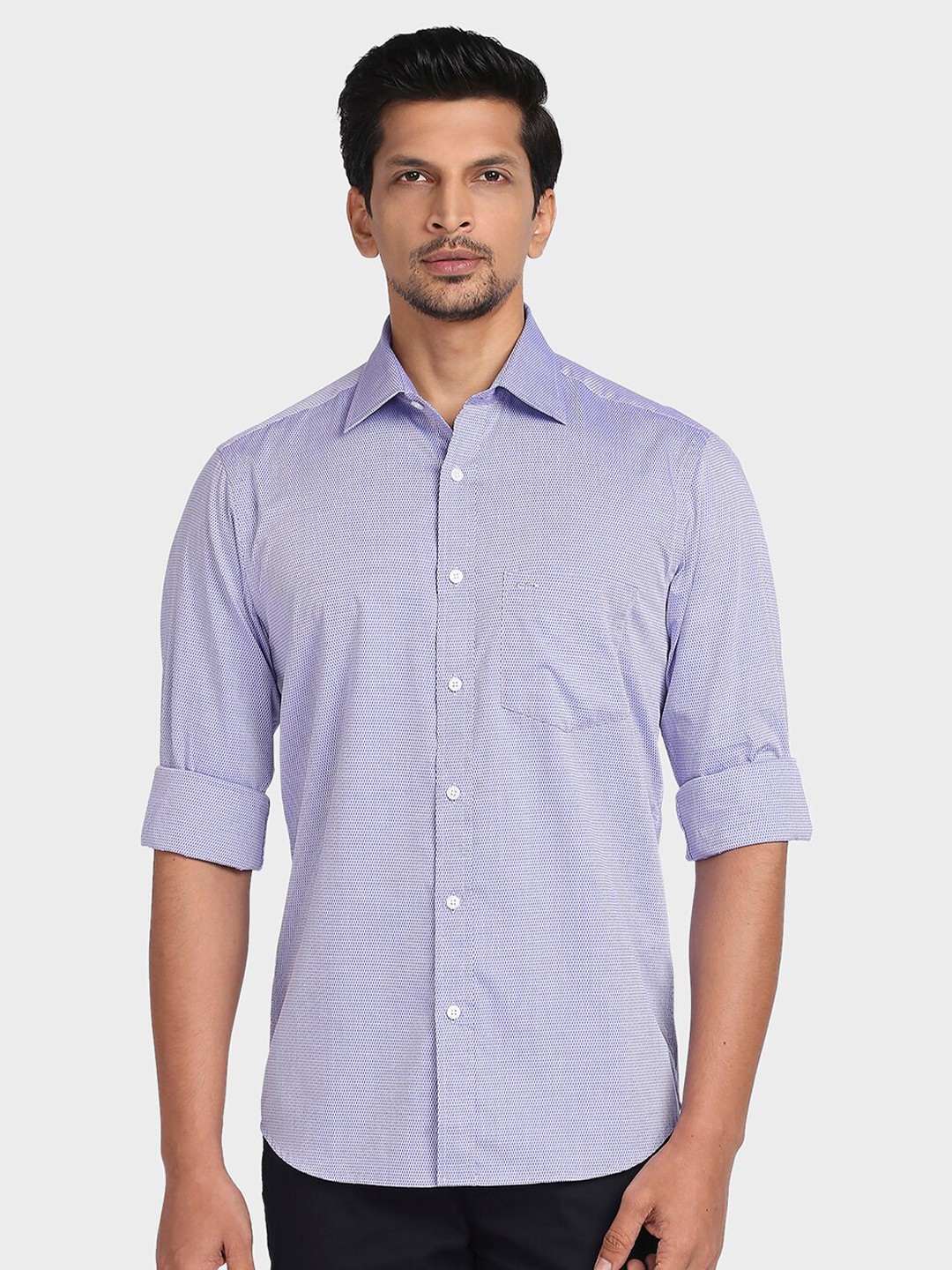 

ColorPlus Men Blue Tailored Fit Printed Casual Shirt