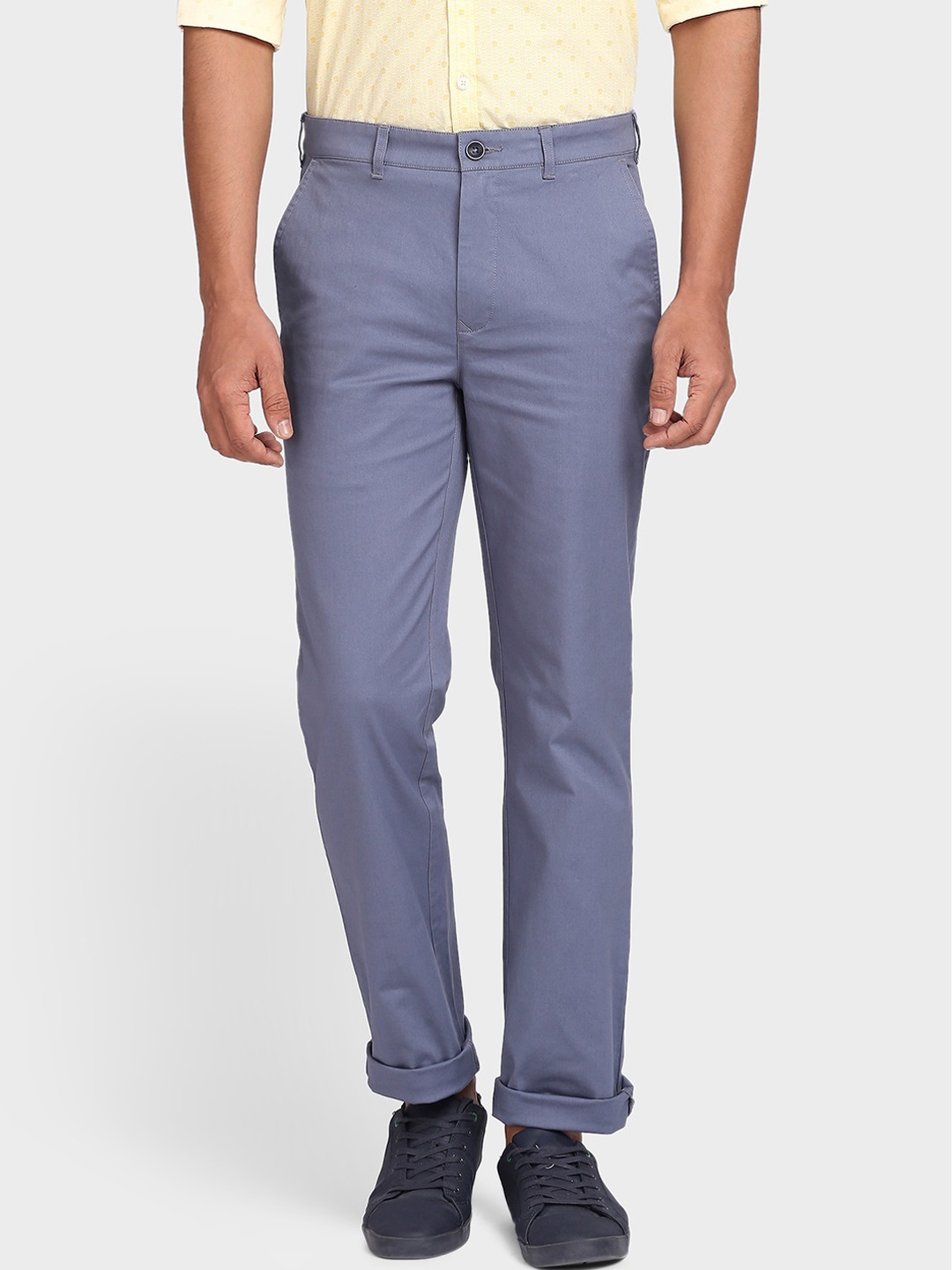 

ColorPlus Men Mid-Rise Trousers, Grey