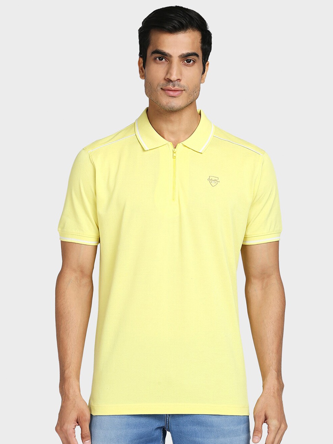 ColorPlus Men Yellow Polo Collar T-shirt