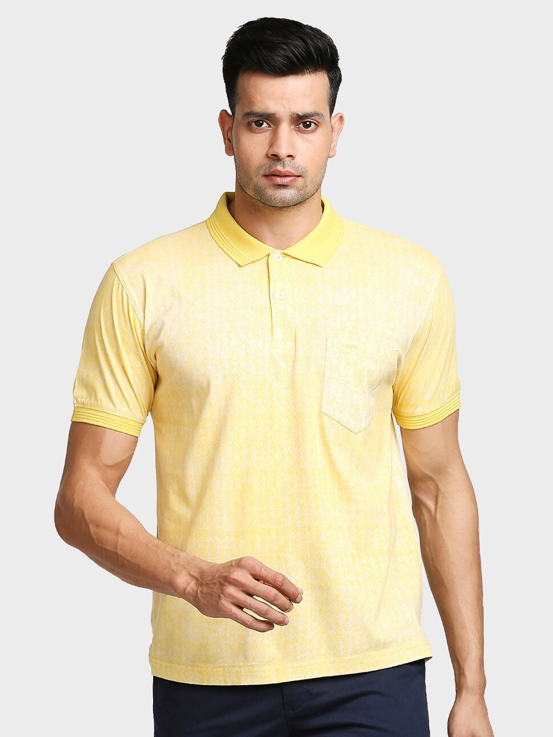

ColorPlus Men Yellow Printed Polo Collar T-shirt