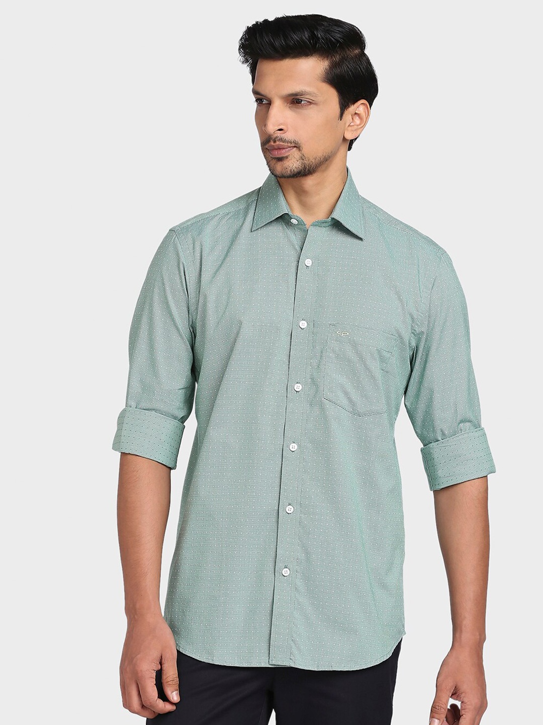 

ColorPlus Men Green Slim Fit Printed Cotton Casual Shirt
