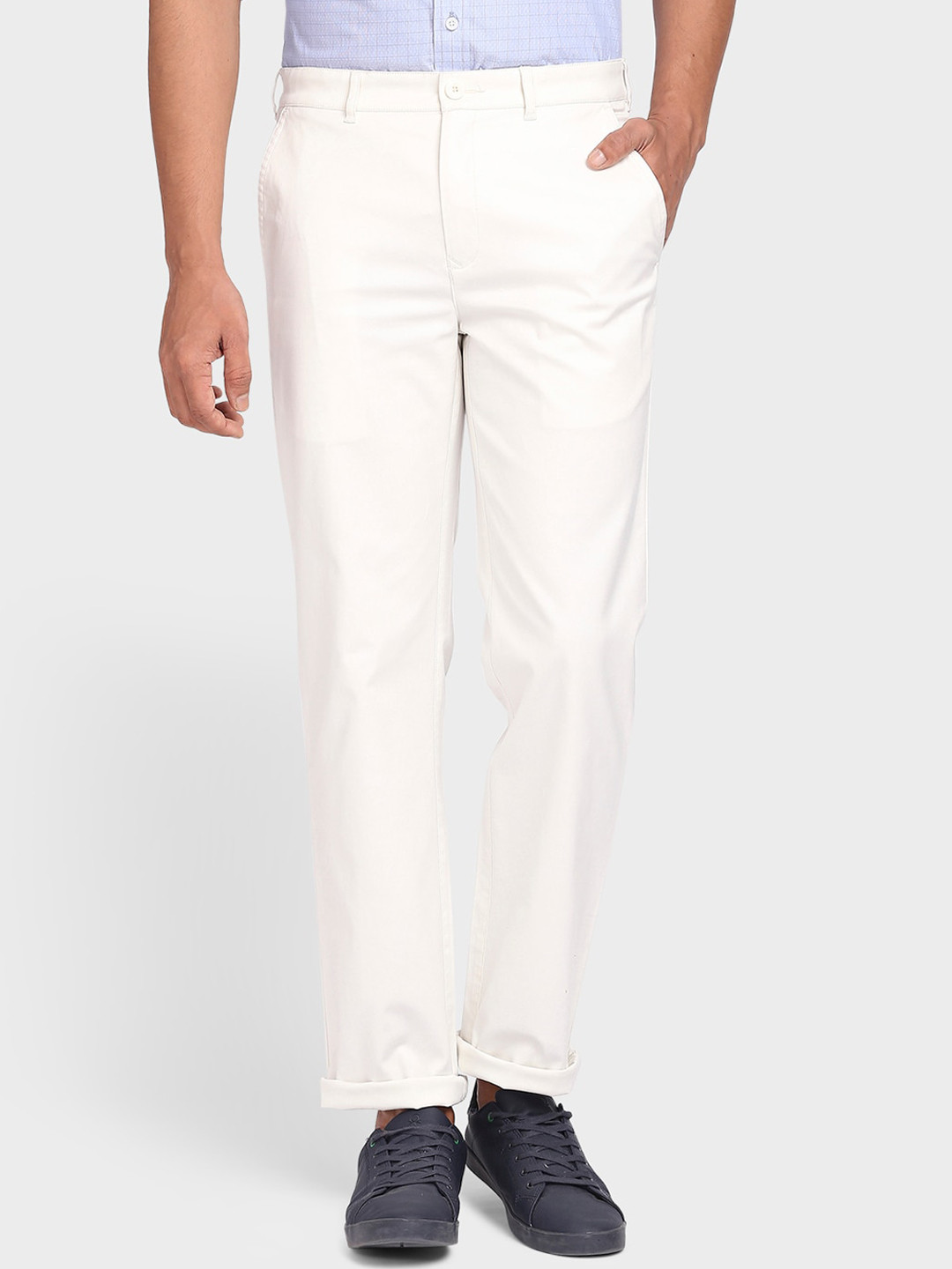 

ColorPlus Men White Chinos Trousers