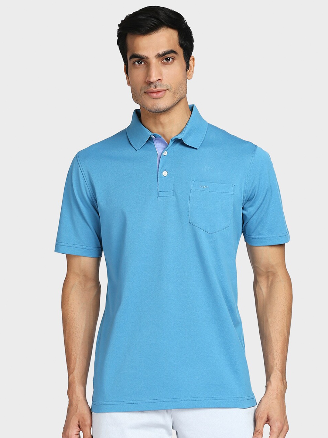 

ColorPlus Men Blue Polo Collar T-shirt