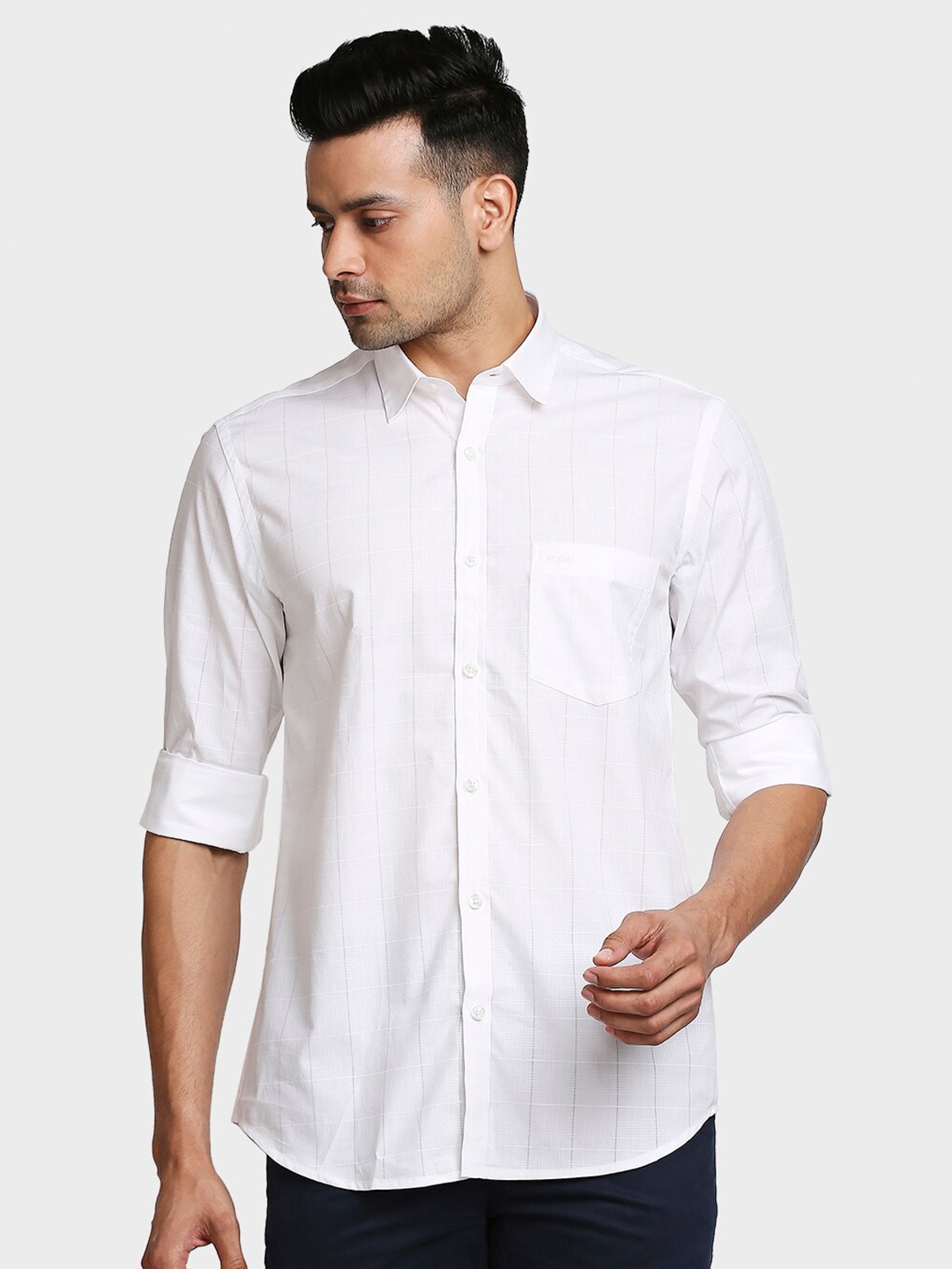 

ColorPlus Men White Tailored Fit Cotton Casual Shirt