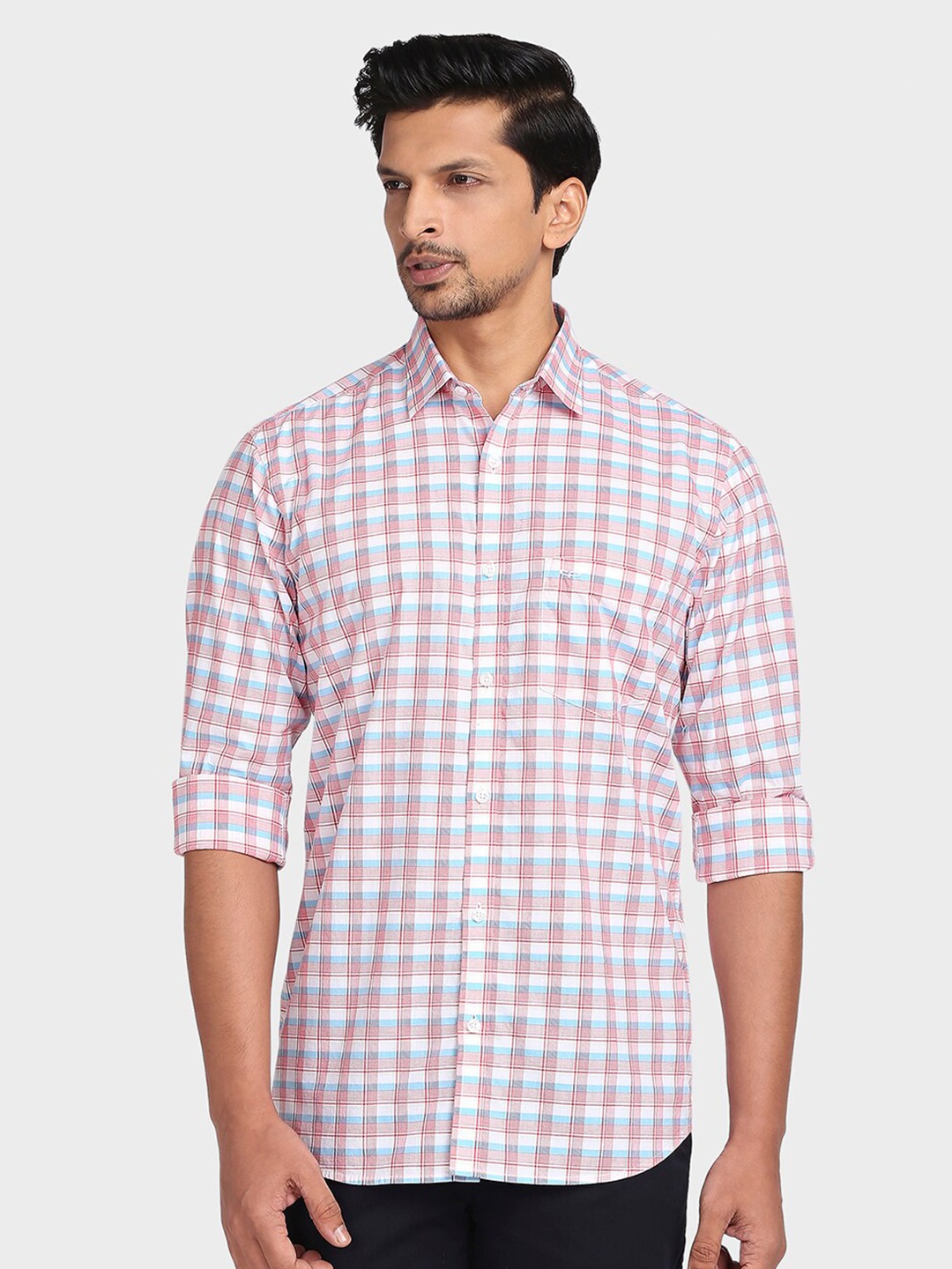 

ColorPlus Men Tailored Fit Checked Casual Shirt, White