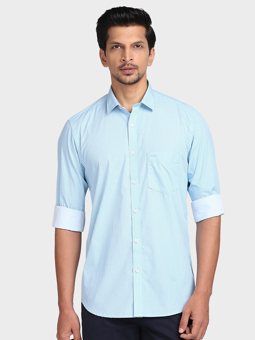 

ColorPlus Men Blue Tailored Fit Printed Cotton Casual Shirt
