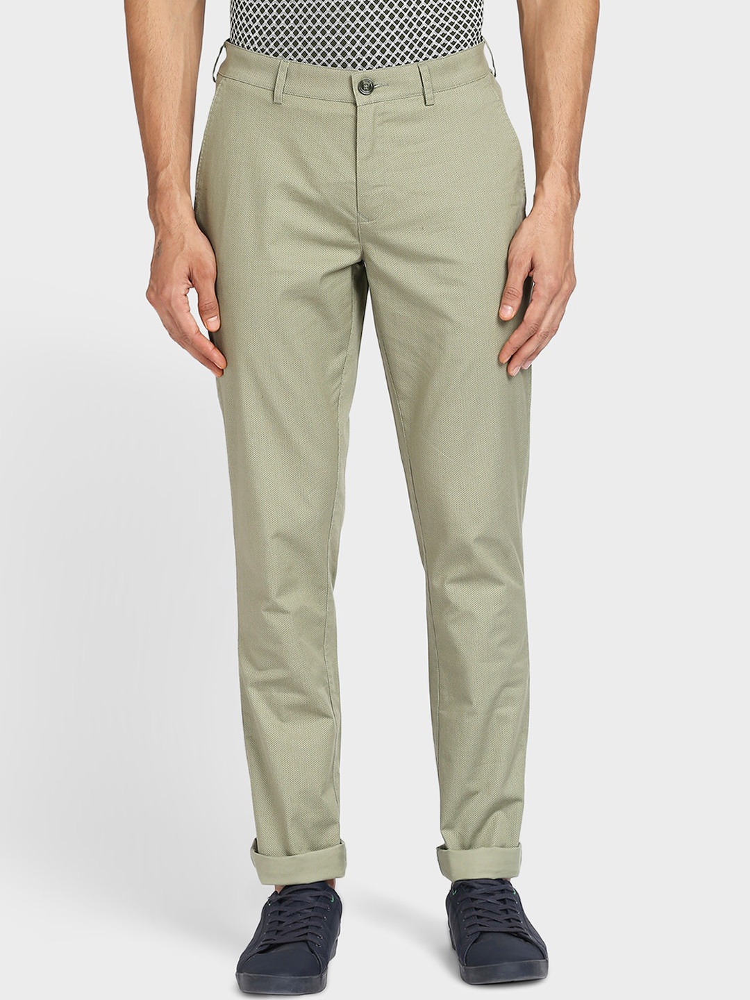 

ColorPlus Men Green Textured Trousers