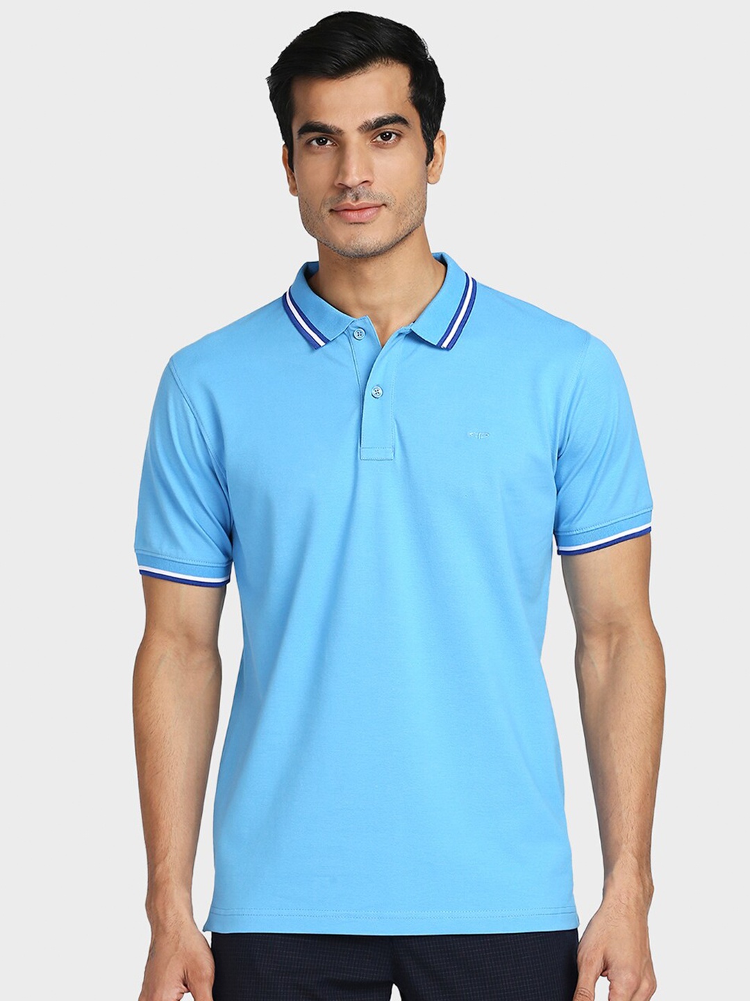 

ColorPlus Men Blue Polo Collar Cotton T-shirt