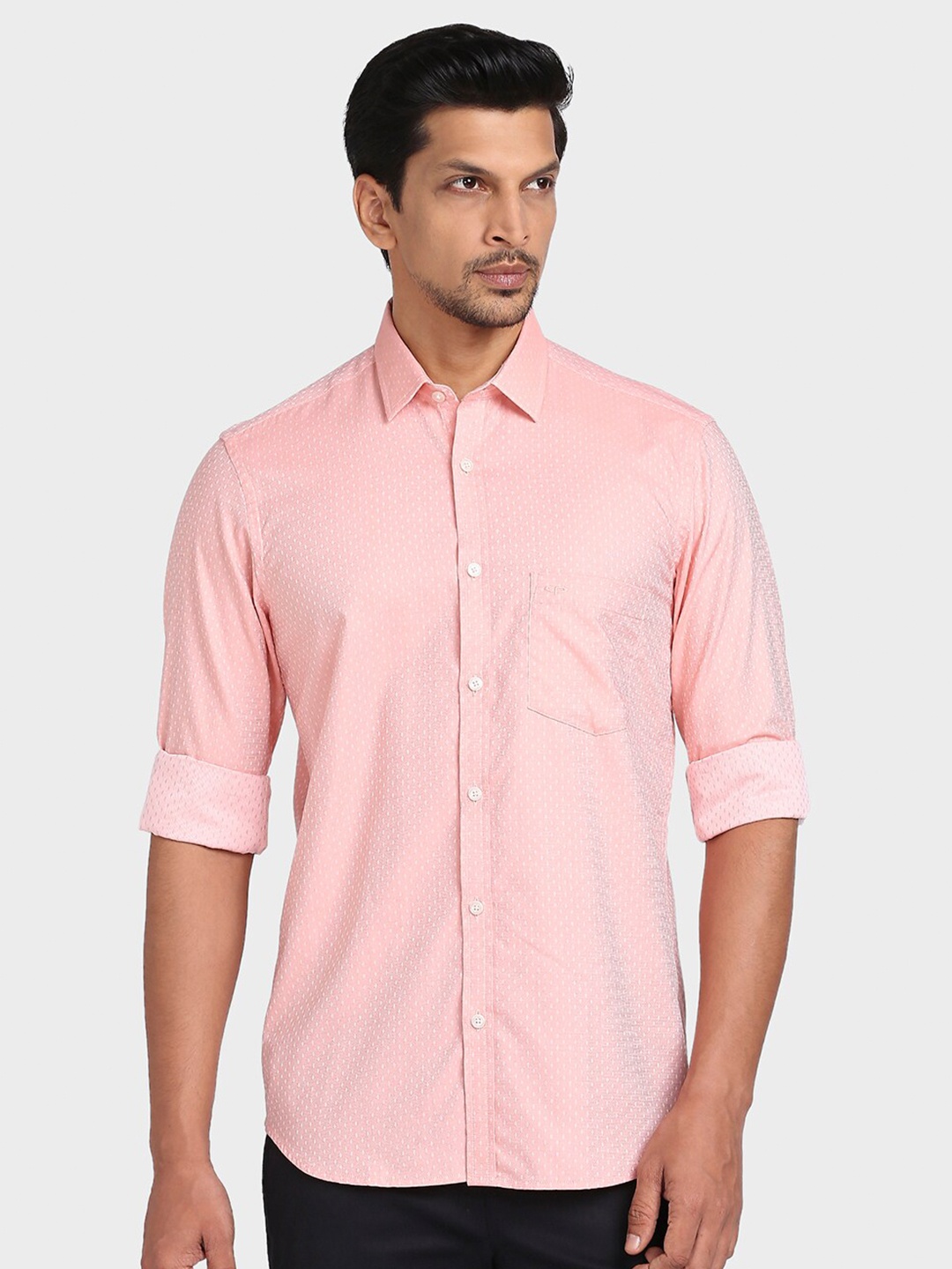 

ColorPlus Men Orange Tailored Fit Printed Cotton Casual Shirt