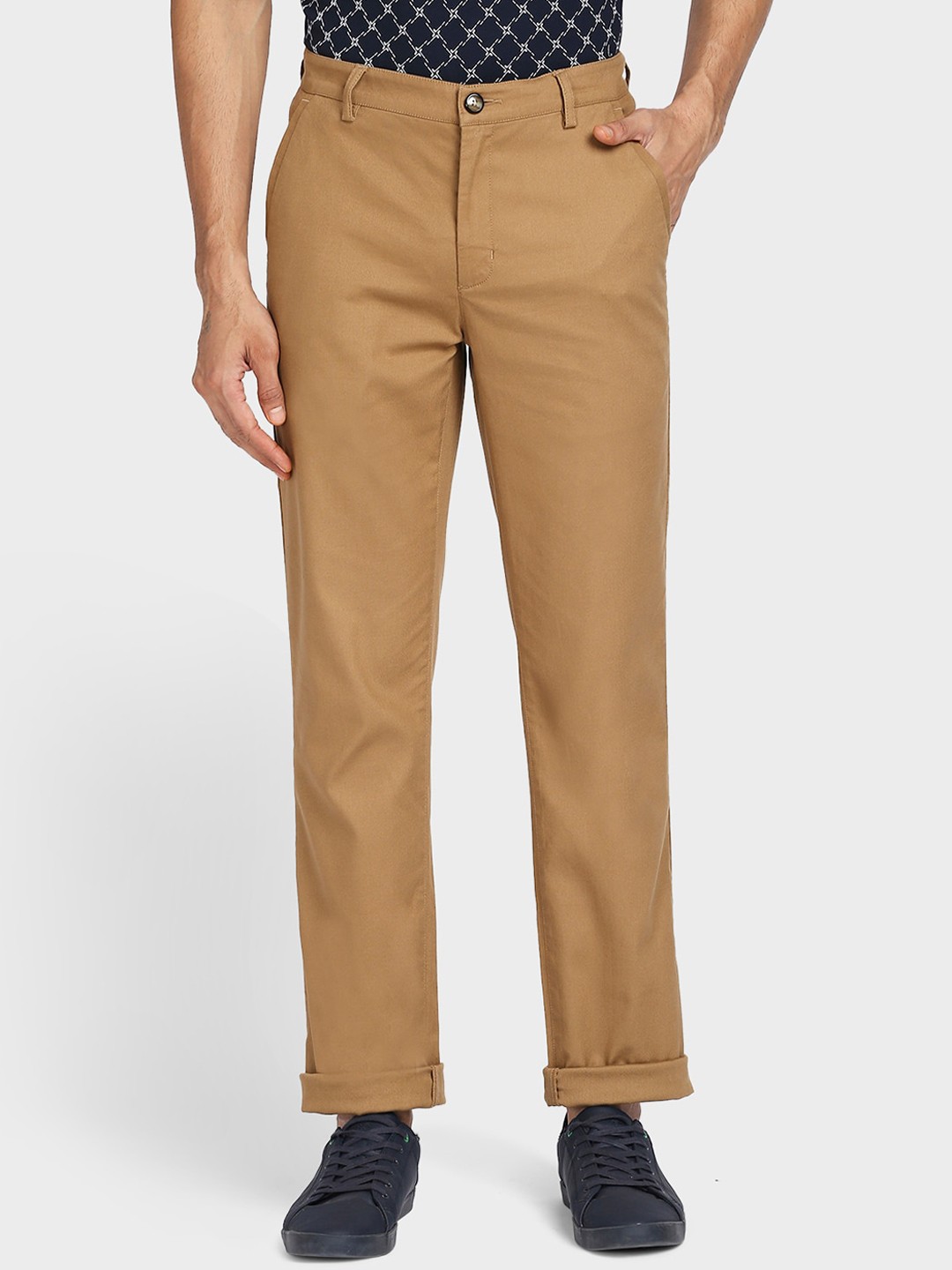 

ColorPlus Men Brown Regular Fit Trousers