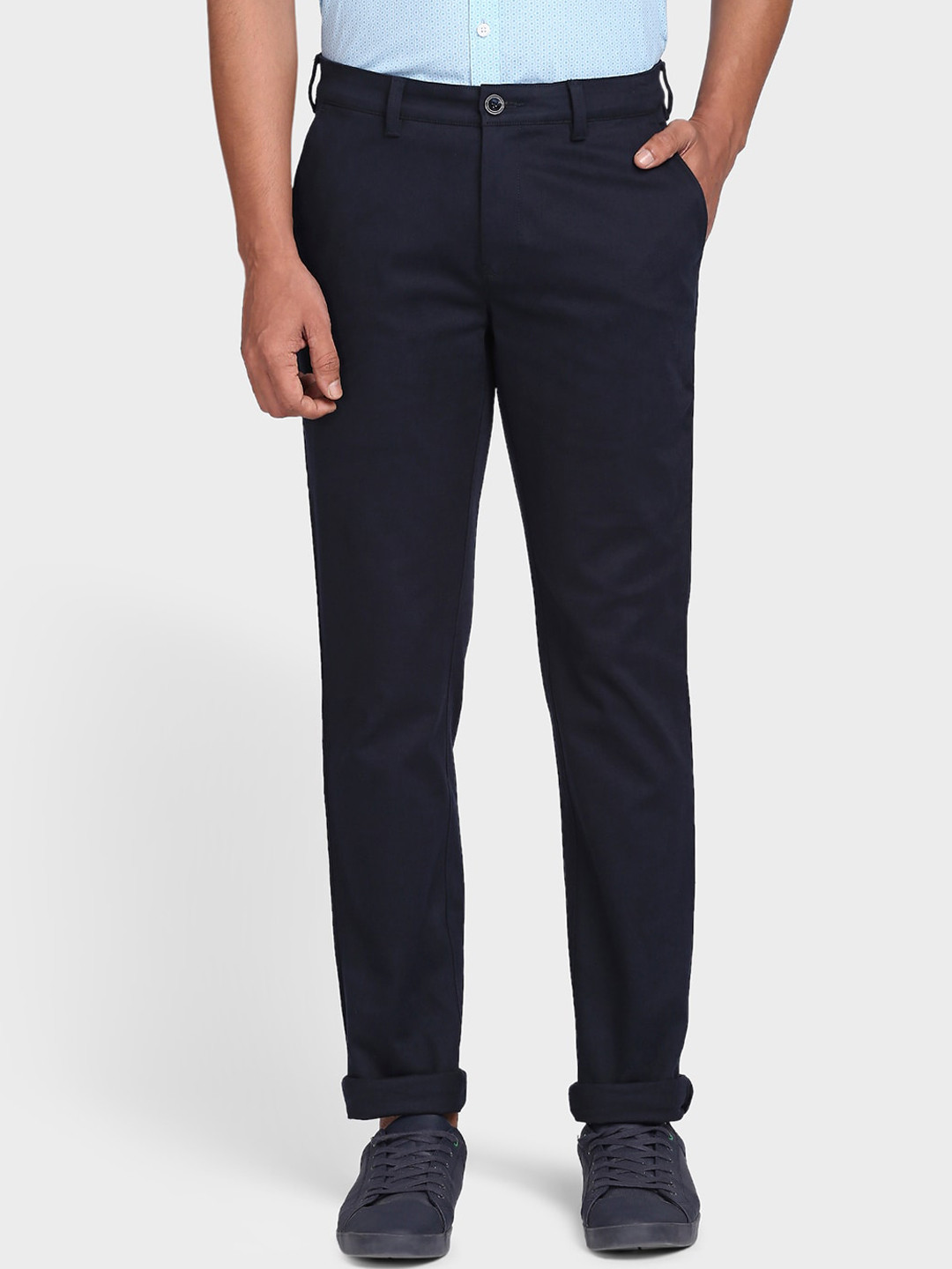 

ColorPlus Men Blue Cotton Casual Trousers