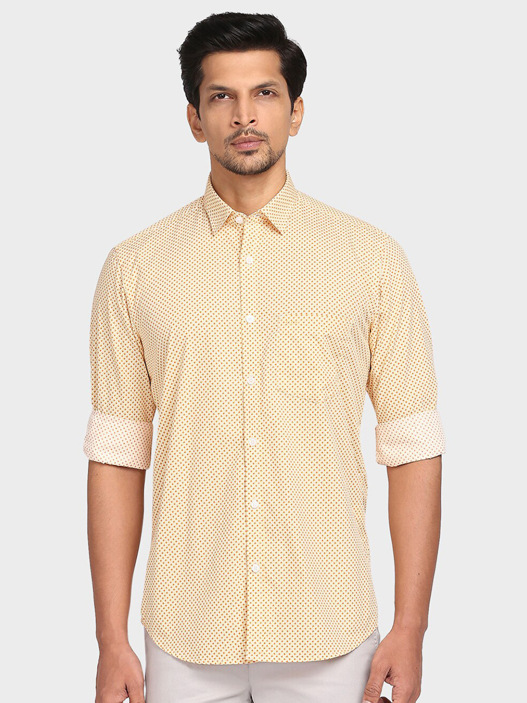 

ColorPlus Men Orange Tailored Fit Printed Cotton Casual Shirt