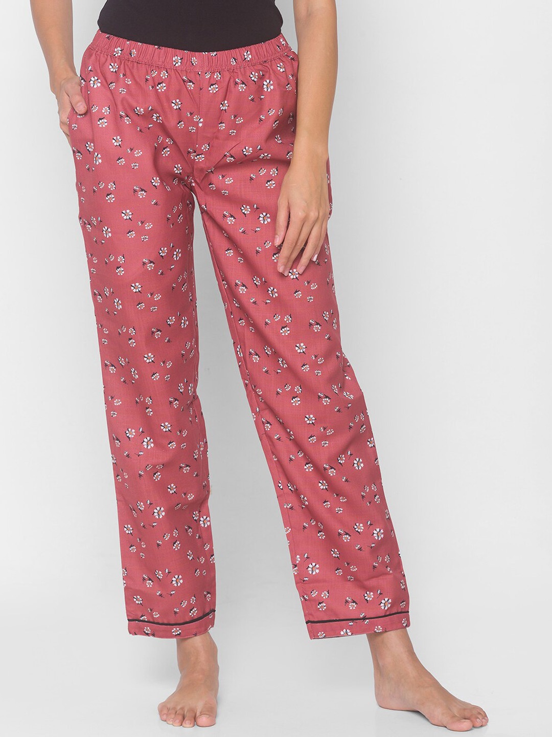 

NOIRA Women Pink Printed Cotton Lounge Pant