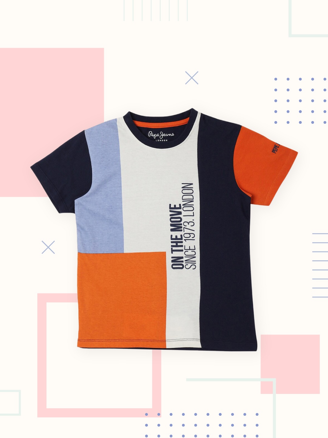 

Pepe Jeans Boys Beige & Orange Colourblocked T-shirt