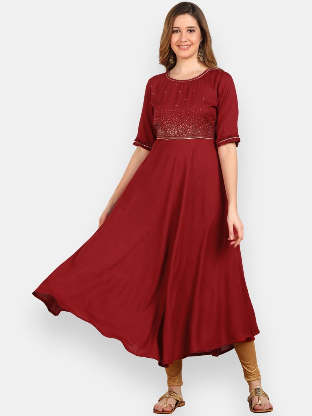 

VEDANA Women Maroon Anarkali Kurta