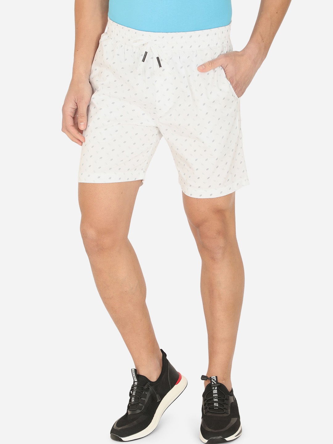 

JADE BLUE Men White Printed Outdoor Shorts