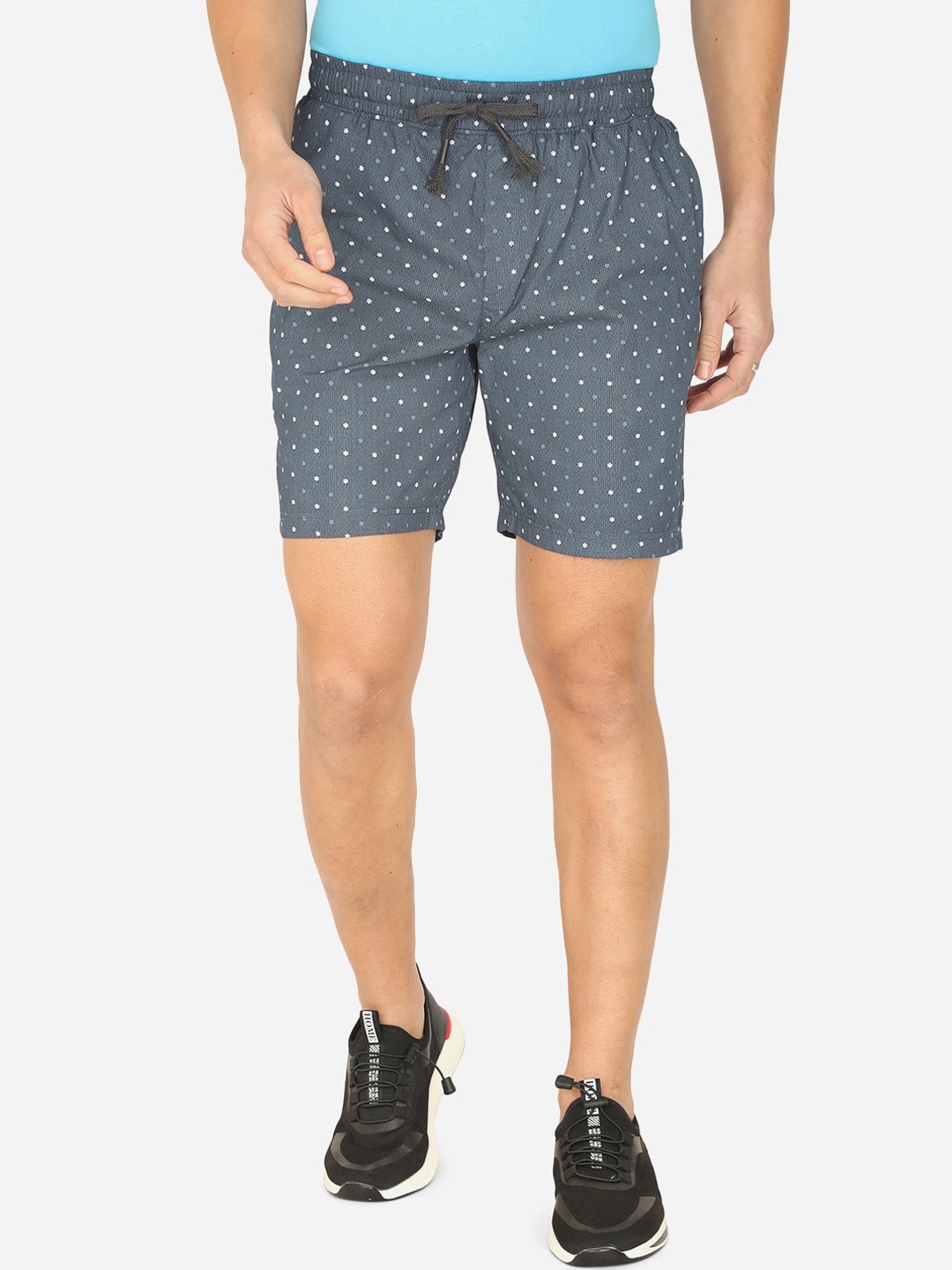 

JADE BLUE Men Blue Printed Outdoor Pure Cotton Shorts