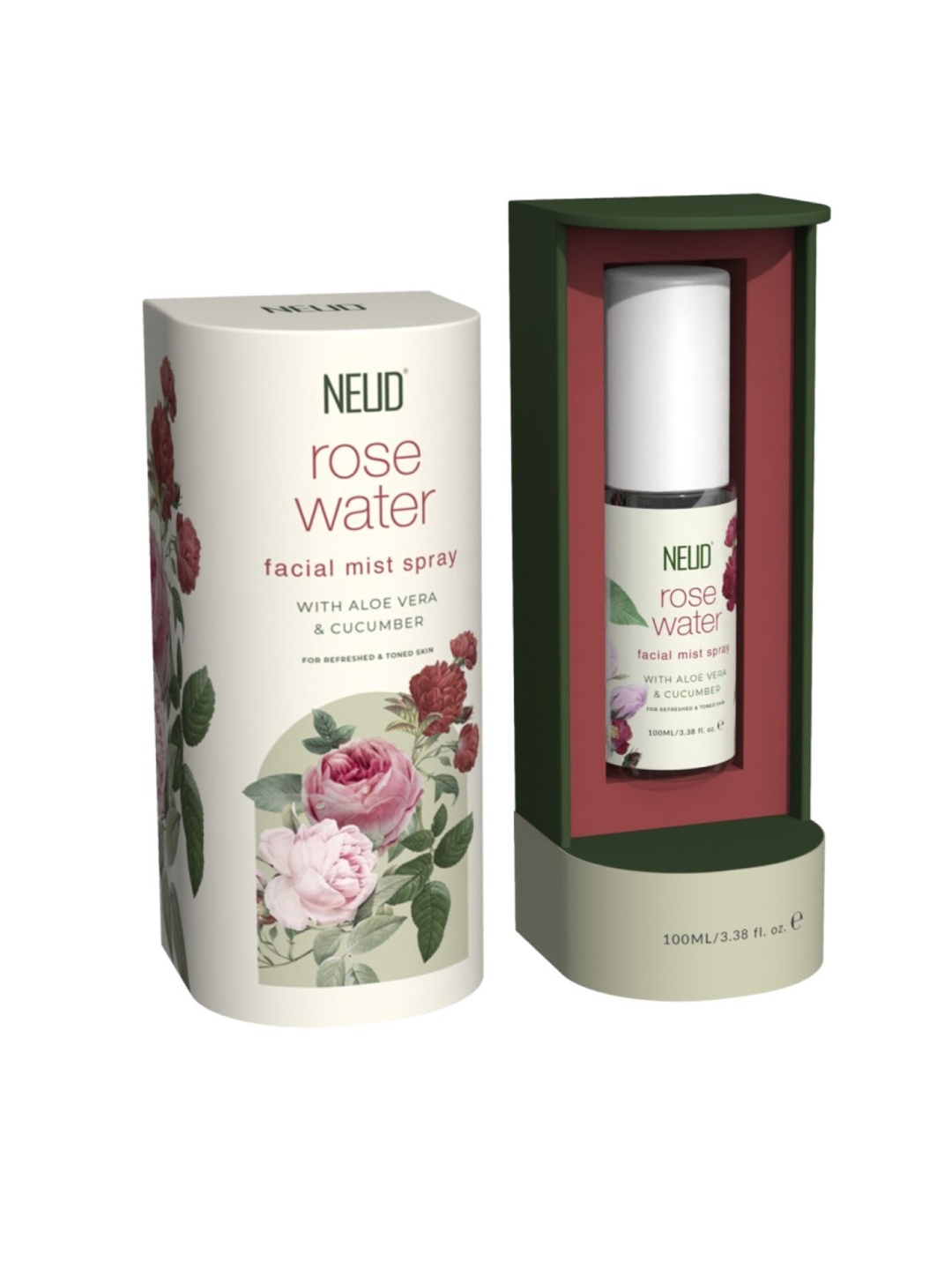 

NEUD Rose Water Facial Mist Spray with Aloevera & Cucumber 100 ml, Off white